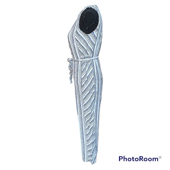 Laundry by Shelli Segal Striped Belted Jumpsuit Linen Cropped size 6 - Picture 4 of 7